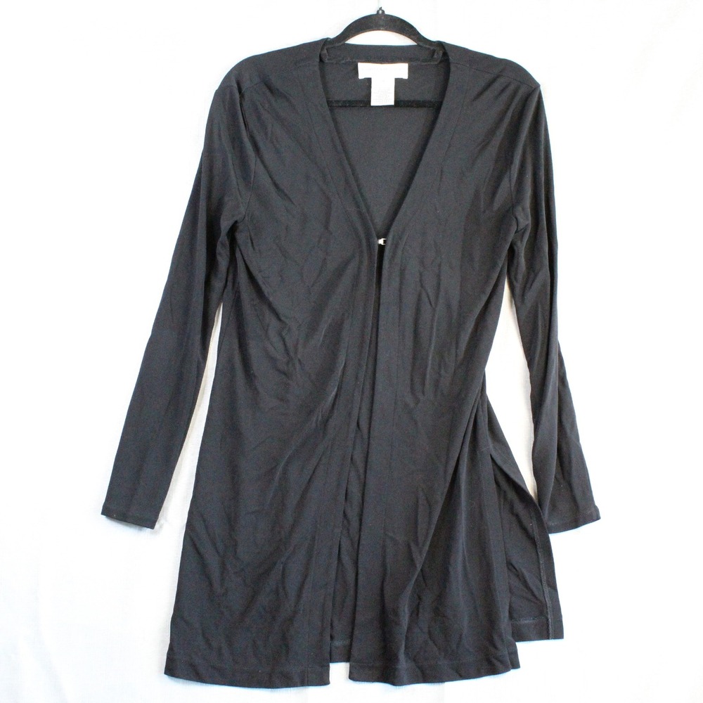 Evan-Picone Black Longline Cardigan Medium Minimalist Quiet Luxury Professional